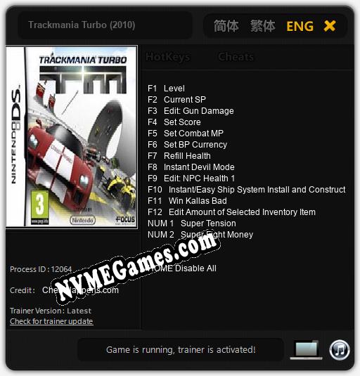 Trackmania Turbo (2010): Trainer +14 [v1.9]