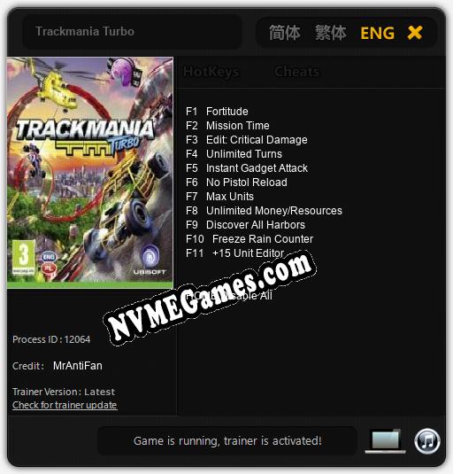 Trackmania Turbo: Cheats, Trainer +11 [MrAntiFan]