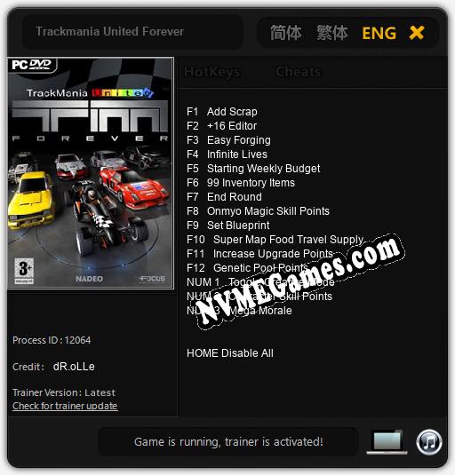 Trackmania United Forever: Cheats, Trainer +15 [dR.oLLe]