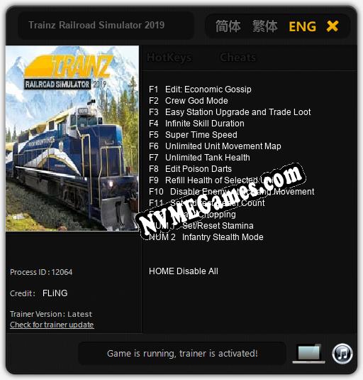 Trainz Railroad Simulator 2019: Cheats, Trainer +14 [FLiNG]