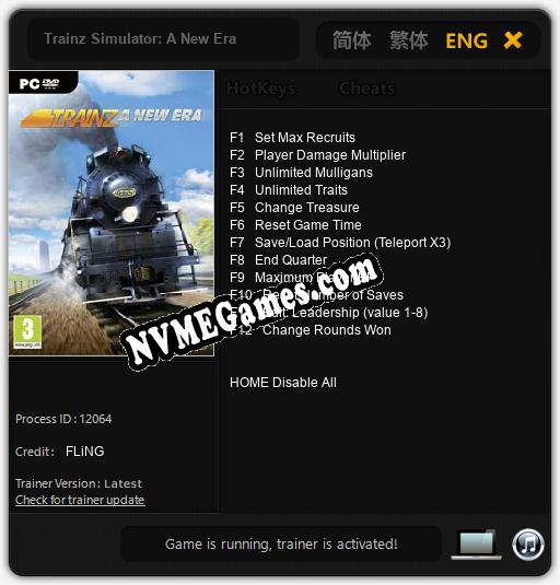 Trainz Simulator: A New Era: Trainer +12 [v1.4]