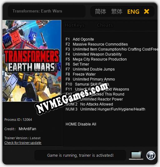 Transformers: Earth Wars: Treinador (V1.0.6)