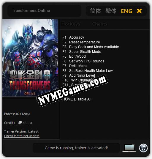 Transformers Online: Treinador (V1.0.89)