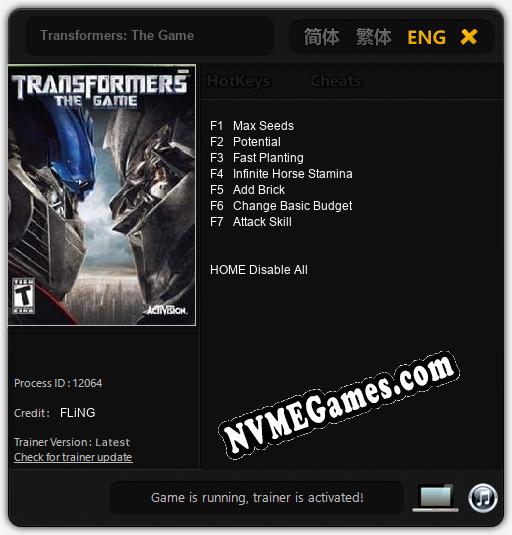 Transformers: The Game: Treinador (V1.0.77)