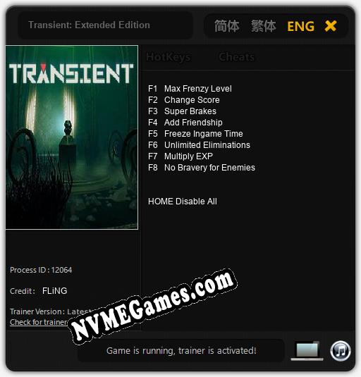 Transient: Extended Edition: Cheats, Trainer +8 [FLiNG]