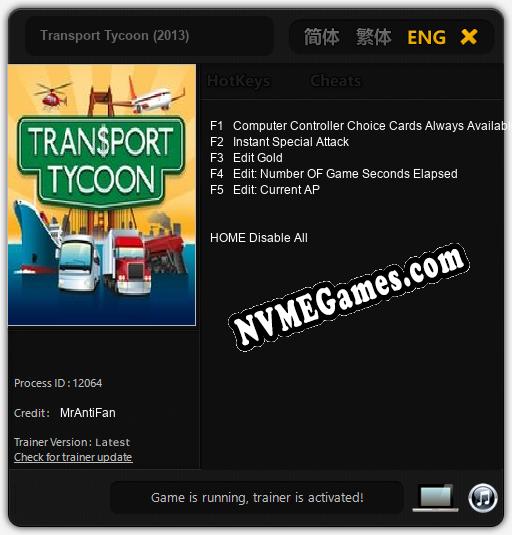 Transport Tycoon (2013): Trainer +5 [v1.5]