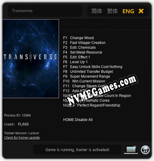 Treinador liberado para Transverse [v1.0.8]