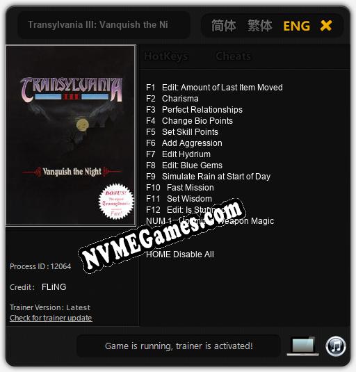 Transylvania III: Vanquish the Night: Cheats, Trainer +13 [FLiNG]