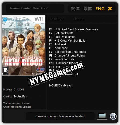 Treinador liberado para Trauma Center: New Blood [v1.0.2]