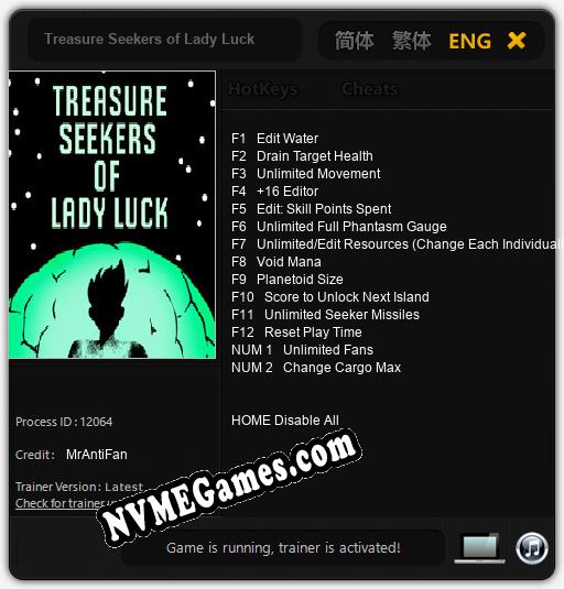 Treasure Seekers of Lady Luck: Cheats, Trainer +14 [MrAntiFan]