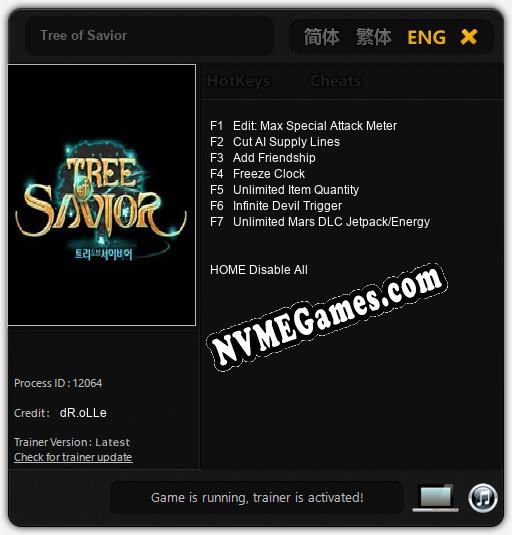 Treinador liberado para Tree of Savior [v1.0.3]