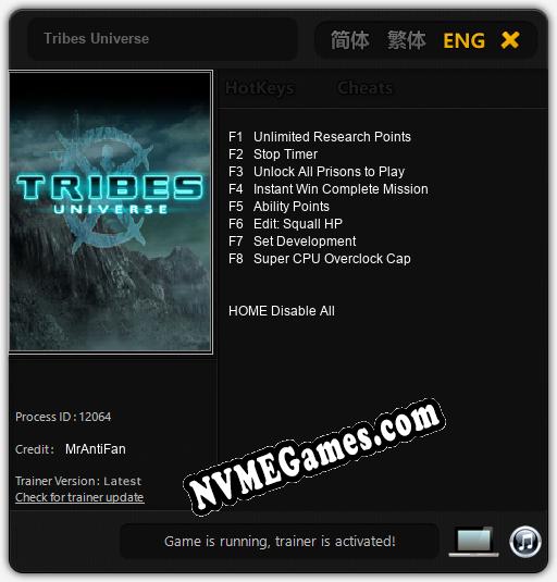 Treinador liberado para Tribes Universe [v1.0.1]