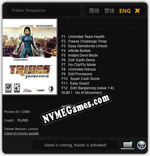 Treinador liberado para Tribes: Vengeance [v1.0.4]