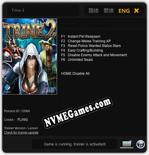 Treinador liberado para Trine 2 [v1.0.2]