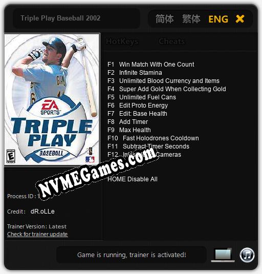 Treinador liberado para Triple Play Baseball 2002 [v1.0.9]