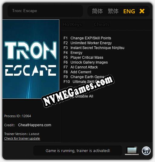 Tron: Escape: Cheats, Trainer +10 [CheatHappens.com]