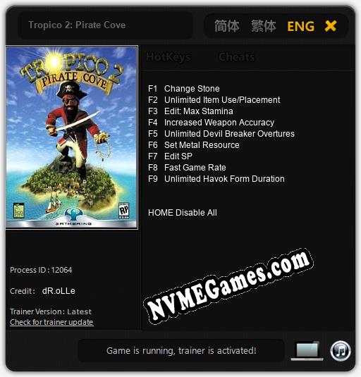 Tropico 2: Pirate Cove: Cheats, Trainer +9 [dR.oLLe]