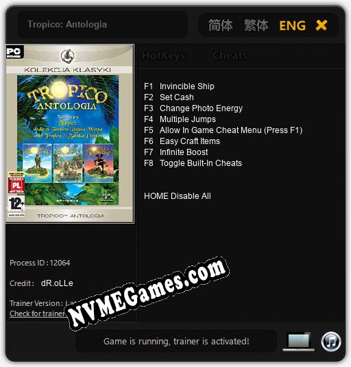 Tropico: Antologia: Cheats, Trainer +8 [dR.oLLe]