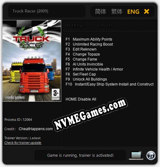 Truck Racer (2009): Treinador (V1.0.90)