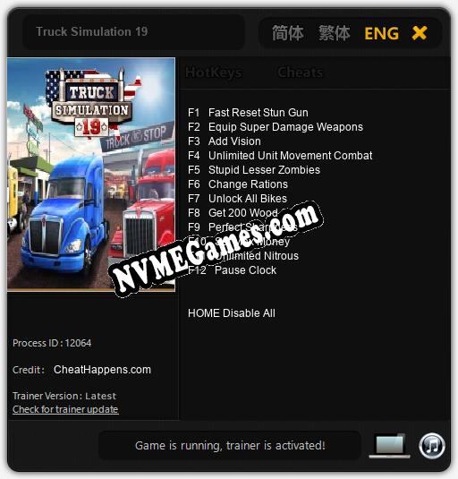 Truck Simulation 19: Cheats, Trainer +12 [CheatHappens.com]