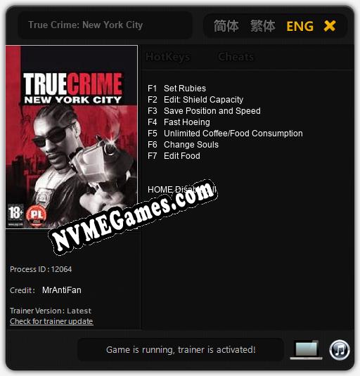 True Crime: New York City: Treinador (V1.0.3)