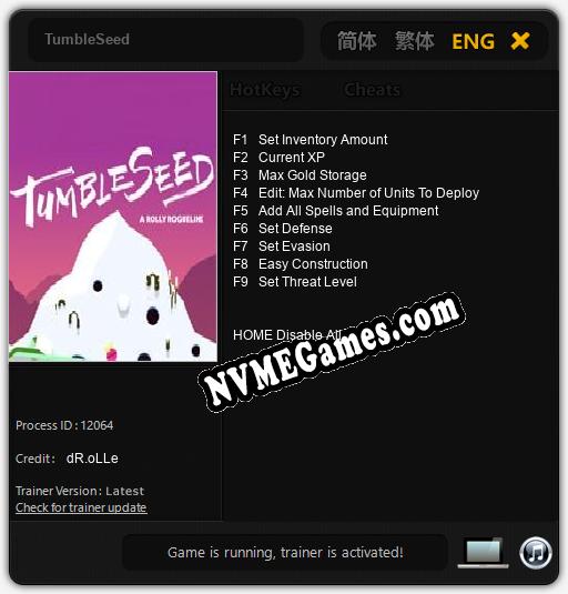 Treinador liberado para TumbleSeed [v1.0.9]