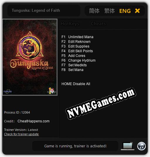 Tunguska: Legend of Faith: Cheats, Trainer +8 [CheatHappens.com]