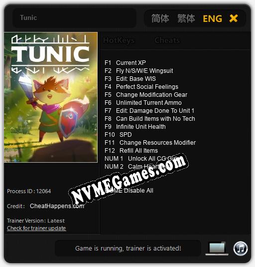 Treinador liberado para Tunic [v1.0.4]