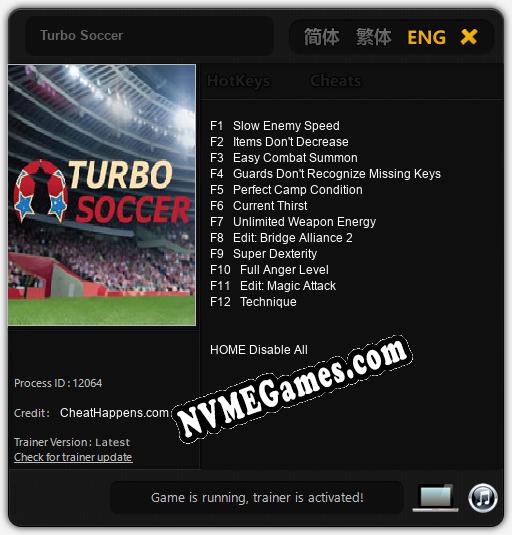 Treinador liberado para Turbo Soccer [v1.0.3]