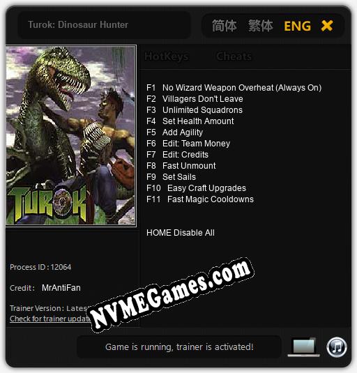 Turok: Dinosaur Hunter: Cheats, Trainer +11 [MrAntiFan]