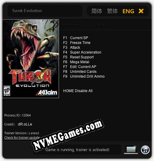 Turok Evolution: Trainer +9 [v1.3]