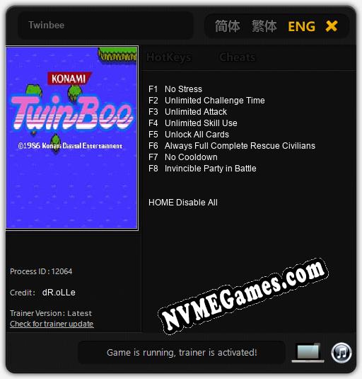 Treinador liberado para Twinbee [v1.0.6]