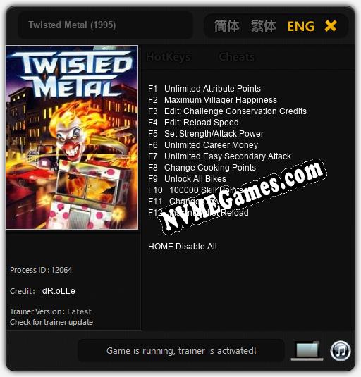 Treinador liberado para Twisted Metal (1995) [v1.0.8]