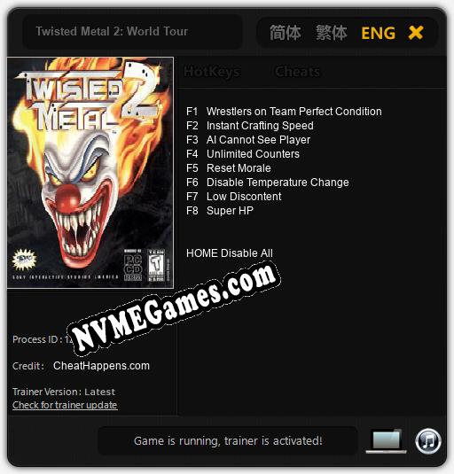 Twisted Metal 2: World Tour: Cheats, Trainer +8 [CheatHappens.com]