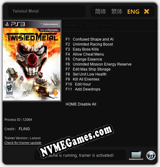 Twisted Metal: Trainer +11 [v1.7]