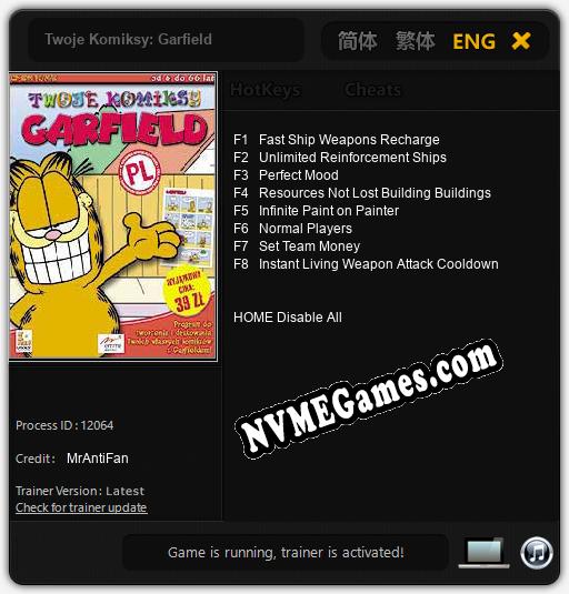 Twoje Komiksy: Garfield: Trainer +8 [v1.5]