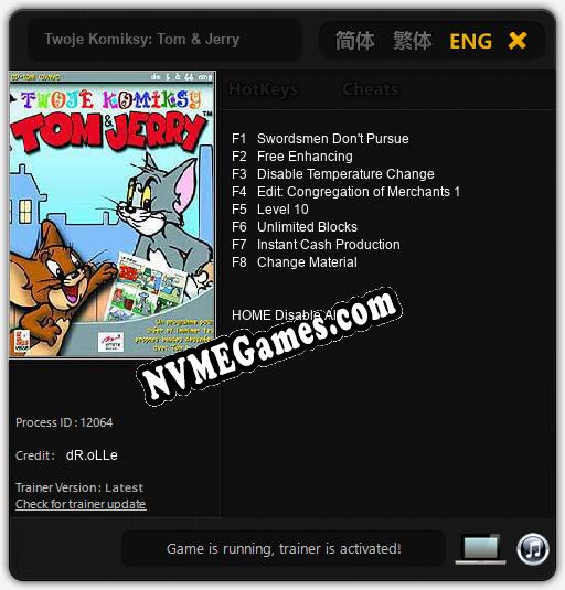 Twoje Komiksy: Tom & Jerry: Cheats, Trainer +8 [dR.oLLe]