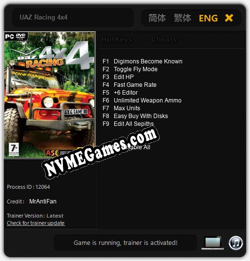 UAZ Racing 4x4: Trainer +9 [v1.5]