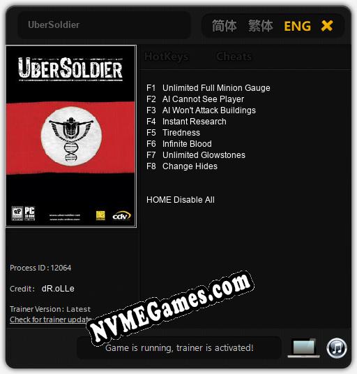 UberSoldier: Cheats, Trainer +8 [dR.oLLe]