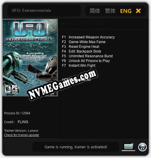 UFO: Extraterrestrials: Trainer +7 [v1.5]