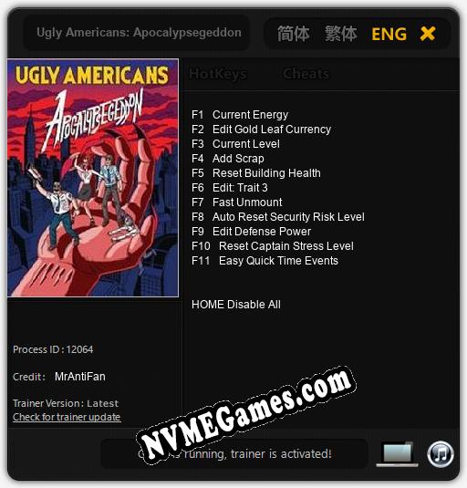 Ugly Americans: Apocalypsegeddon: Cheats, Trainer +11 [MrAntiFan]