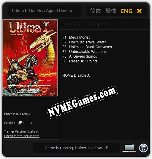 Ultima I: The First Age of Darkness: Trainer +6 [v1.7]