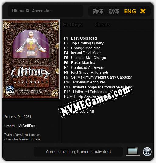 Ultima IX: Ascension: Cheats, Trainer +13 [MrAntiFan]