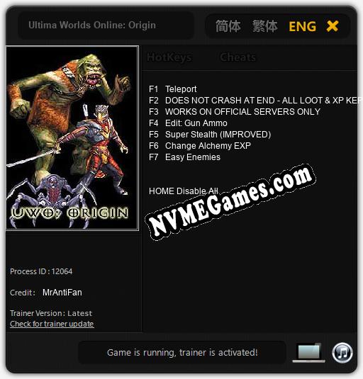 Ultima Worlds Online: Origin: Cheats, Trainer +7 [MrAntiFan]