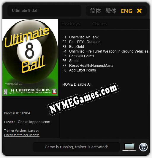 Ultimate 8 Ball: Trainer +8 [v1.4]