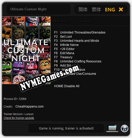 Treinador liberado para Ultimate Custom Night [v1.0.9]