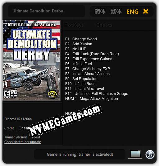 Treinador liberado para Ultimate Demolition Derby [v1.0.6]