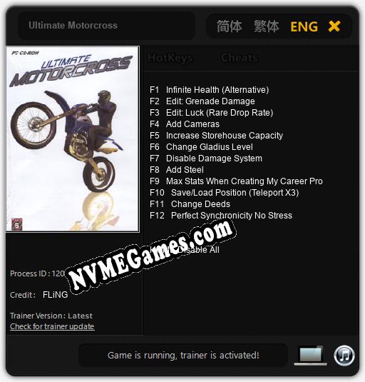 Ultimate Motorcross: Trainer +12 [v1.8]