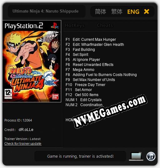 Ultimate Ninja 4: Naruto Shippuden: Treinador (V1.0.88)