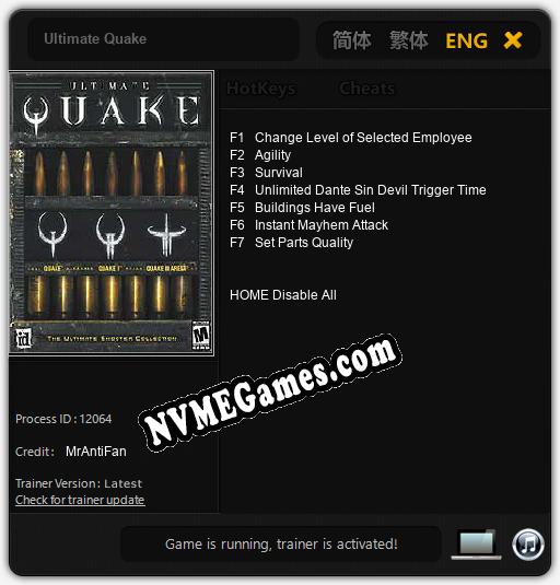 Ultimate Quake: Treinador (V1.0.78)